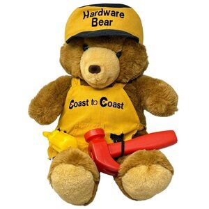 JRL Toys Hardware Bear Plush Coast To Coast Yellow Apron Cap Tools 16 Inch Vtg